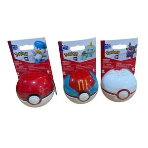 Mega Construx Pokemon Poke Ball Mini Figure Set Quaxly Chewtle Morpeko Kidcore